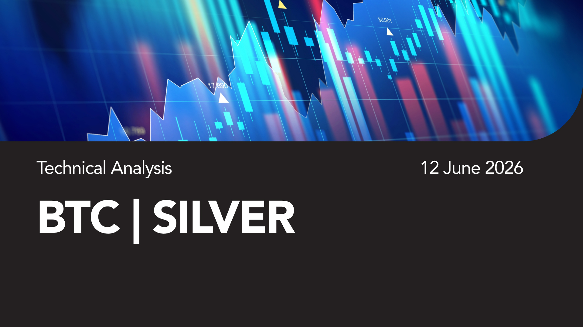 Banner for a financial analysis page showing a blue stock-chart graphic with the words 'Technical Analysis' and 'BTC | SILVER' and the date '12 June 2026'