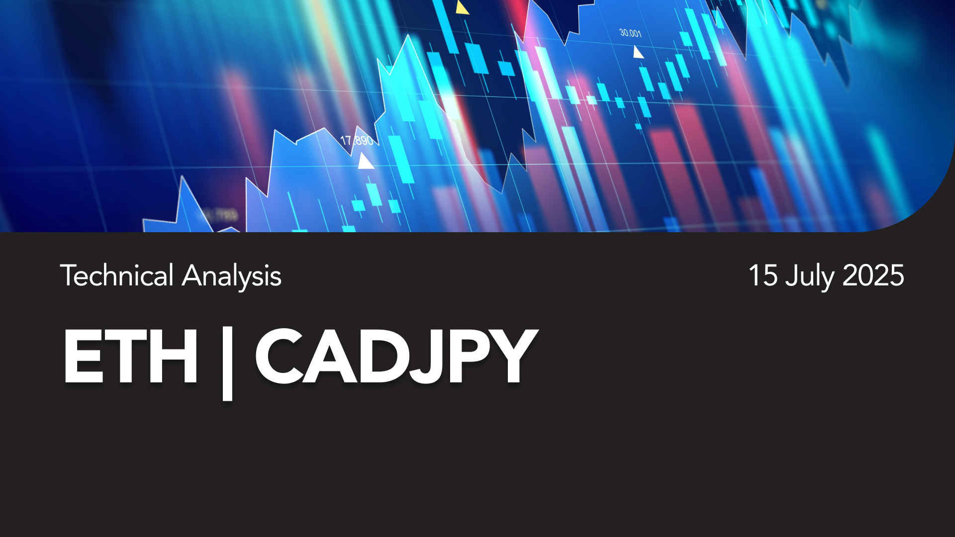 Technical Analysis banner with a blue financial chart background and large 'ETH CADJPY' text on dark panel